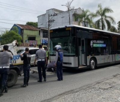 Baru Diresmikan Walikota Medan, Bus Listrik Mogok Di Simpang Wahid Hasyim Medan